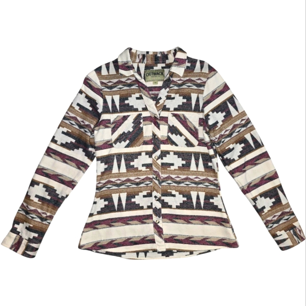 Outback Tribal Print Button-Up Shirt Size S